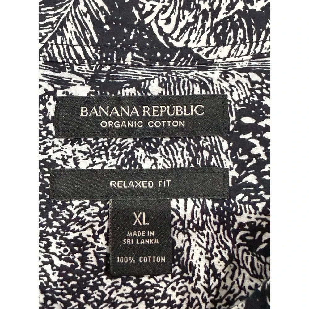 Banana Republic Organic Cotton Relaxed Fit Toile Landscape Camp Shirt Mens XL